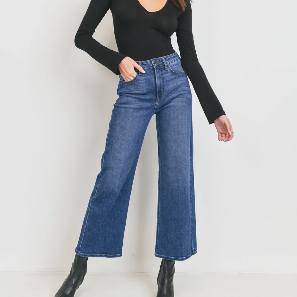 Just Black Denim The Slim Wide Leg in Dark Denim, Size: 25